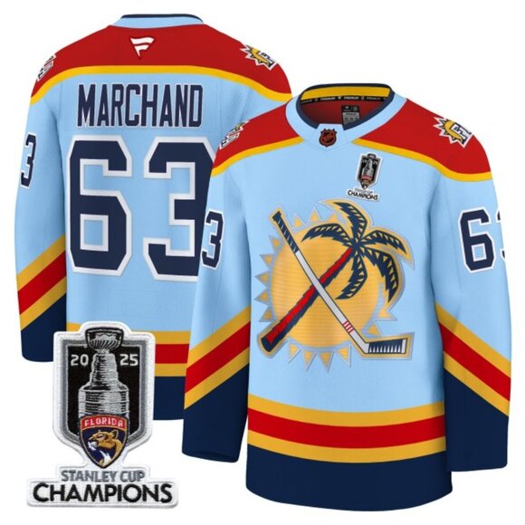 Mens Brad Marchand 2025 SC‌ CH Jersey Blue Stitched